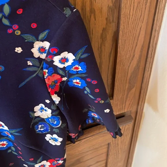 Tory Burch Miranda Short-Sleeve Pansy Bouquet Ponte Shirtdress Large - Picture 5 of 11